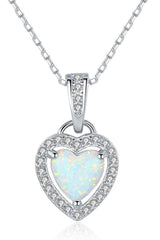 BEAUTIFUL I AM Opal Heart Pendant Jewelry 925 Sterling Silver Necklace