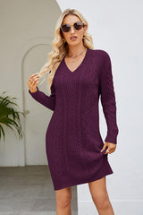 BEAUTIFUL I AM Cable-Knit Long Sleeve Sweater Dress