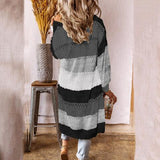 BEAUTIFUL I AM Color Block Open Front Openwork Cardigan