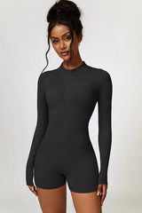 BEAUTIFUL I AM Half Zip Long Sleeve Active Wear Romper