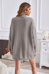 BEAUTIFUL I AM Exposed Seam Mock Neck Slit Sweater