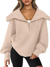 BEAUTIFUL I AM Half-Zip Lantern Sleeve Top Shirt