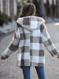 BEAUTIFUL I AM Plaid Open Front Hooded Jacket Coat