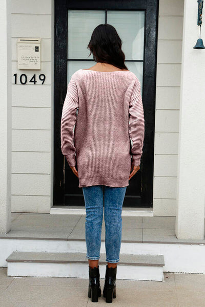 BEAUTIFUL I AM Boat Neck Dropped Shoulder Sweater