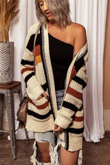 BEAUTIFUL I AM Striped Open Front Longline Cardigan