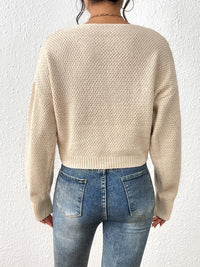 BEAUTIFUL I AM Cable-Knit Slit Drop Shoulder Sweater