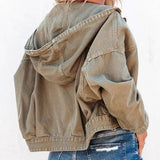 BEAUTIFUL I AM Hooded Dropped Shoulder Denim Jacket