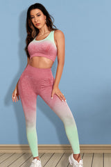 BEAUTIFUL I AM Gradient Sports Tank and Leggings Active Wear Set