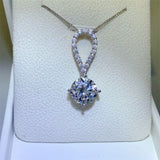 BEAUTIFUL I AM 5 Carat Moissanite Jewelry 925 Sterling Silver Teardrop Necklace