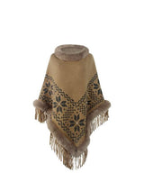 BEAUTIFUL I AM Fringe Geometric Cape Sleeve Poncho