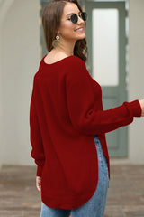 BEAUTIFUL I AM Round Neck Ribbed Knit Top Shirt