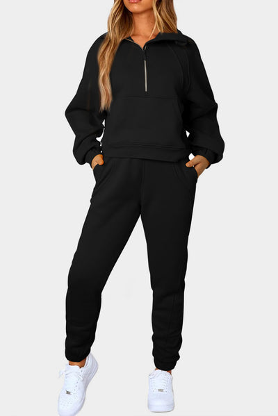 BEAUTIFUL I AM Half-Zip Sports Active Wear Set with Pockets