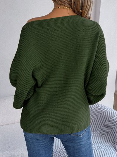 BEAUTIFUL I AM One-Shoulder Lantern Sleeve Sweater