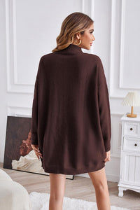 BEAUTIFUL I AM Exposed Seam Mock Neck Slit Sweater