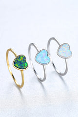 BEAUTIFUL I AM Opal Heart Jewelry 925 Sterling Silver Ring