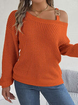 BEAUTIFUL I AM Asymmetrical Neck Long Sleeve Sweater