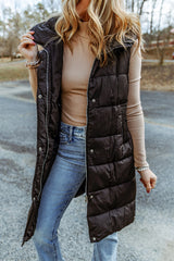 BEAUTIFUL I AM Longline Hooded Sleeveless Puffer Vest Jacket