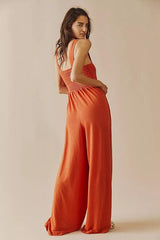 BEAUTIFUL I AM Smocked Wide Strap Pants Jumpsuit