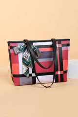 BEAUTIFUL I AM Color Block Tie Detail PU Leather Tote Bag