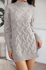 BEAUTIFUL I AM Cable-Knit Turtleneck Sweater Dress