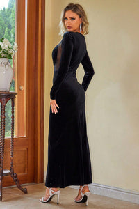 BEAUTIFUL I AM Sheer Mesh Long Sleeve Slit Dress