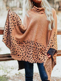 BEAUTIFUL I AM Leopard Turtleneck Poncho