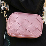 BEAUTIFUL I AM PU Leather Woven Crossbody Bag