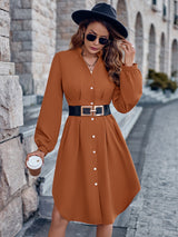 BEAUTIFUL I AM Notched Neck Long Sleeve Dress