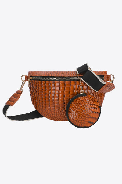 BEAUTIFUL I AM PU Leather Sling Bag with Small Purse