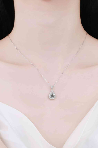 BEAUTIFUL I AM 2 Carat Moissanite Teardrop Jewelry Pendant 925 Sterling Silver Necklace