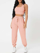 BEAUTIFUL I AM Wide Strap Top and Drawstring Joggers Set