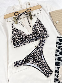 BEAUTIFUL I AM Leopard Cutout Halter Neck Bikini Swim Set