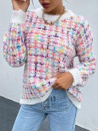 BEAUTIFUL I AM Multicolor Round Neck Dropped Shoulder Sweater