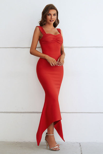 BEAUTIFUL I AM Ruched Sweetheart Neck Hem Detail Dress