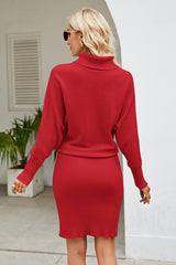 BEAUTIFUL I AM Ribbed Mock Neck Long Sleeve Dress