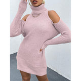 BEAUTIFUL I AM Cold Shoulder Turtleneck Sweater Dress