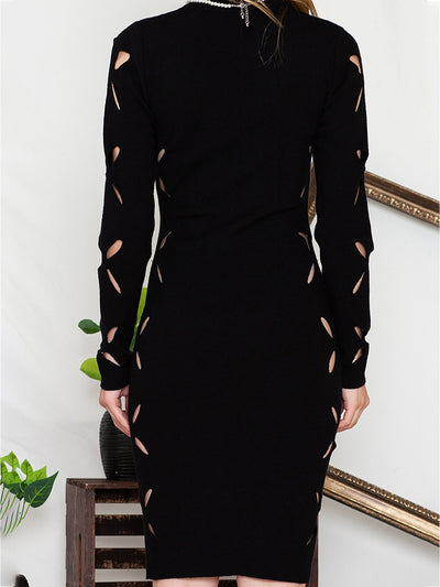 BEAUTIFUL I AM Turtle Neck Cutout Long Sleeve Mini Dress