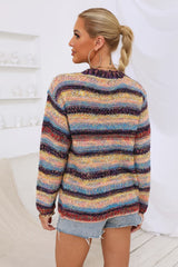 BEAUTIFUL I AM Striped Long Sleeve Open Front Cardigan