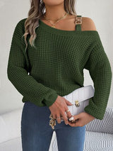 BEAUTIFUL I AM Asymmetrical Neck Long Sleeve Sweater