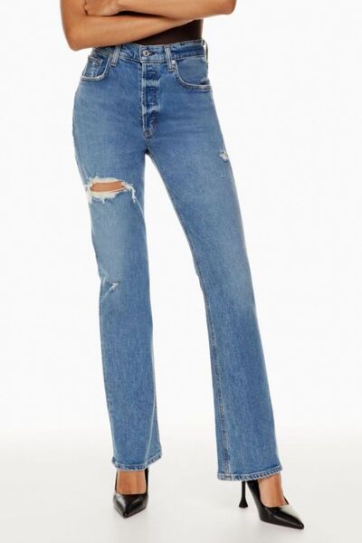 BEAUTIFUL I AM Distressed Straight Jeans with Pockets