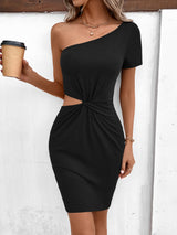 BEAUTIFUL I AM Cutout Twisted One-Shoulder Mini Dress