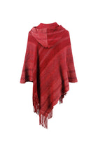 BEAUTIFUL I AM Striped Fringe Hem Hooded Poncho