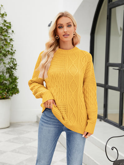 BEAUTIFUL I AM Round Neck Dropped Shoulder Sweater