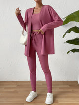 BEAUTIFUL I AM Cami, Open Front Cardigan, and Pants Set