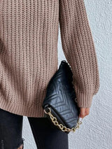 BEAUTIFUL I AM Full Size Turtleneck Rib-Knit Slit Sweater