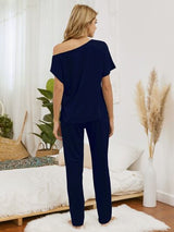 BEAUTIFUL I AM Round Neck Top and Pants Lounge Sleep Wear Set