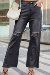 BEAUTIFUL I AM Distressed Buttoned Loose Fit Jeans