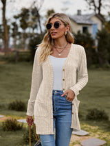 BEAUTIFUL I AM Ribbed Button-UP Cardigan with Pockets