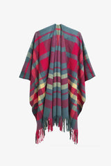 BEAUTIFUL I AM Plaid Fringe Detail Polyester Scarf