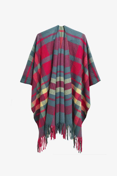 BEAUTIFUL I AM Plaid Fringe Detail Polyester Scarf